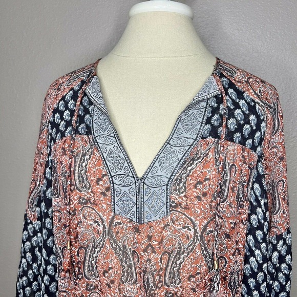 Ulla Johnson SALINAS Red & Blue Paisley 100% Silk 3/4 Sleeve Mini Dress Sz 0 - Picture 4 of 15